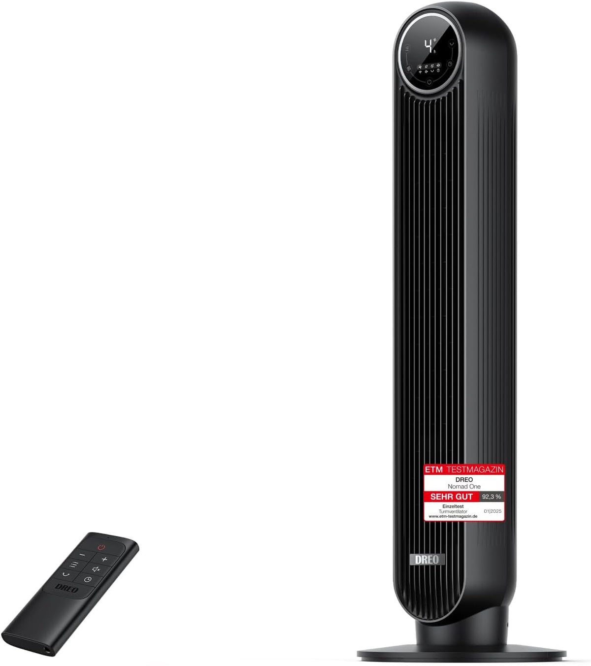 Turmventilatoren, 20dB, Schwarz, für das Schlafzimmer, DREO, 6 m/s Geschwindigkeit, 20dB leiser Standventilator, 4 Modi, 8 Std.Timer