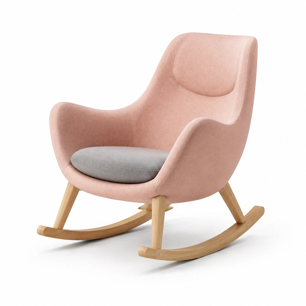Stoff Schaukelsessel mit Holzrahmen Rosa/Grau