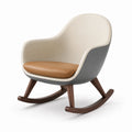 Schaukelstuhl mit Walnussholzgestell, Beige und Grau