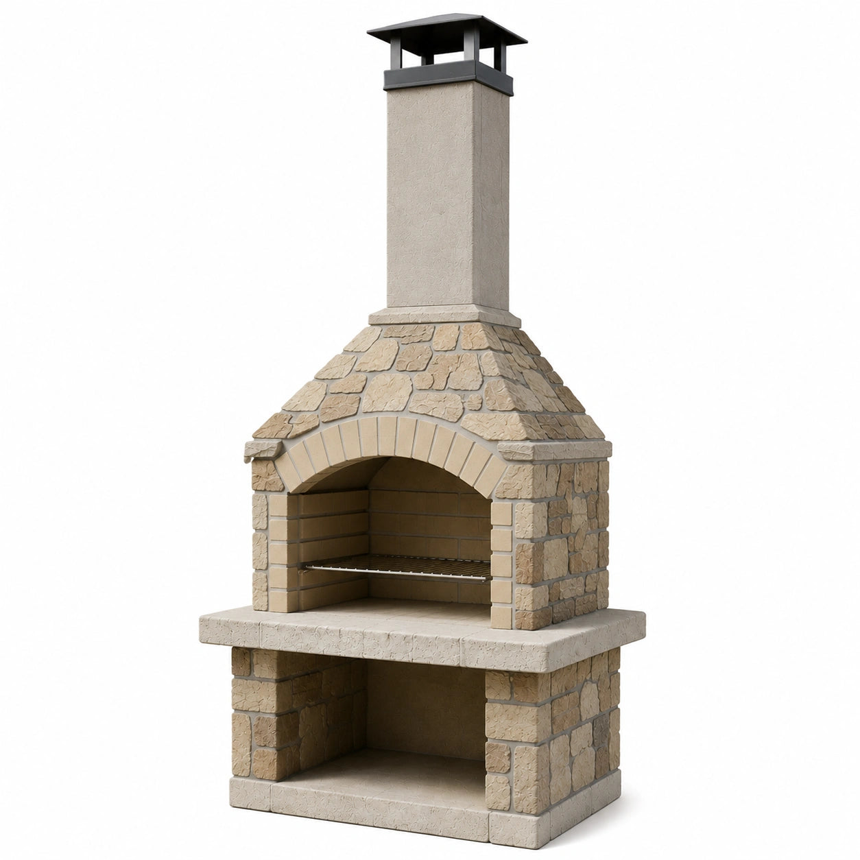 Stein- und Beton-Grillkamin 200 cm Beige