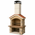 Stein Gartenkamin mit Grill und Schornstein
