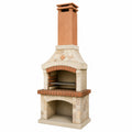 Naturstein-Kamin-Grill mit Schornstein und Grillrost 210 cm