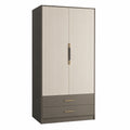 Kleiderschrank mit 2 Türen und 2 Schubladen aus Holzwerkstoff Beige/Grau