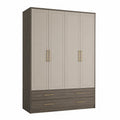 Kleiderschrank mit 4 Türen Holz Beige