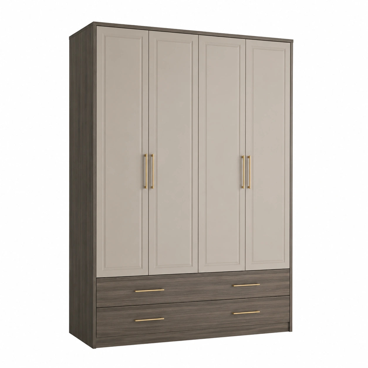 Kleiderschrank mit 4 Türen Holz Beige