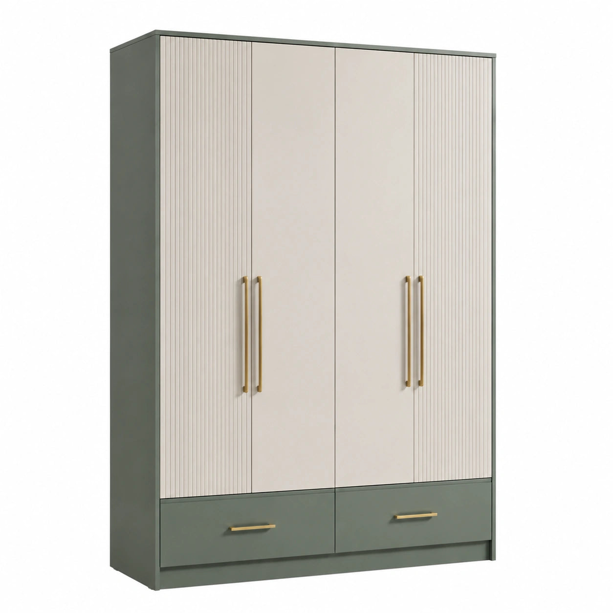 Kleiderschrank mit 4 Türen und 2 Schubladen aus MDF