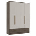 Kleiderschrank mit Vier Türen Holz Grau/Beige 200x160x60cm
