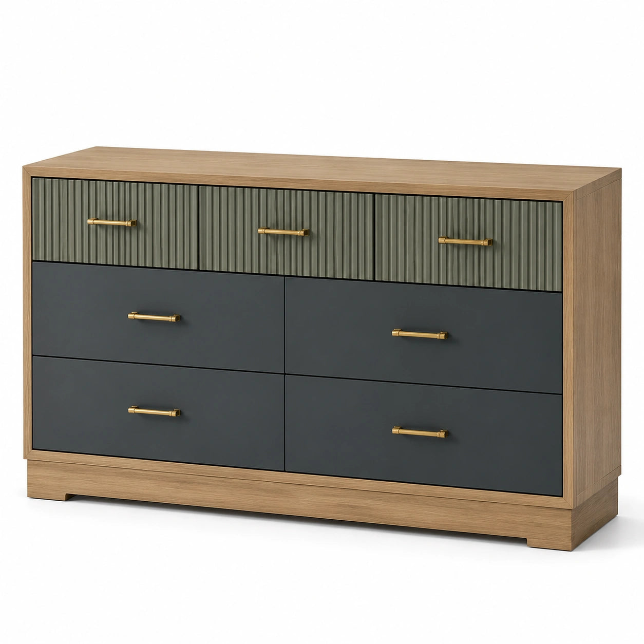 Kommode MDF mit Eichenfurnier und 6 Schubladen