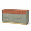 Kommode mit 6 Schubladen MDF Grün/Orange 120 cm