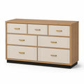 Kommode aus Holz mit 7 Schubladen Beige und Gold