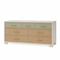 Kommode Holz Weiß/Grün/Natur 6 Schubladen 160cm