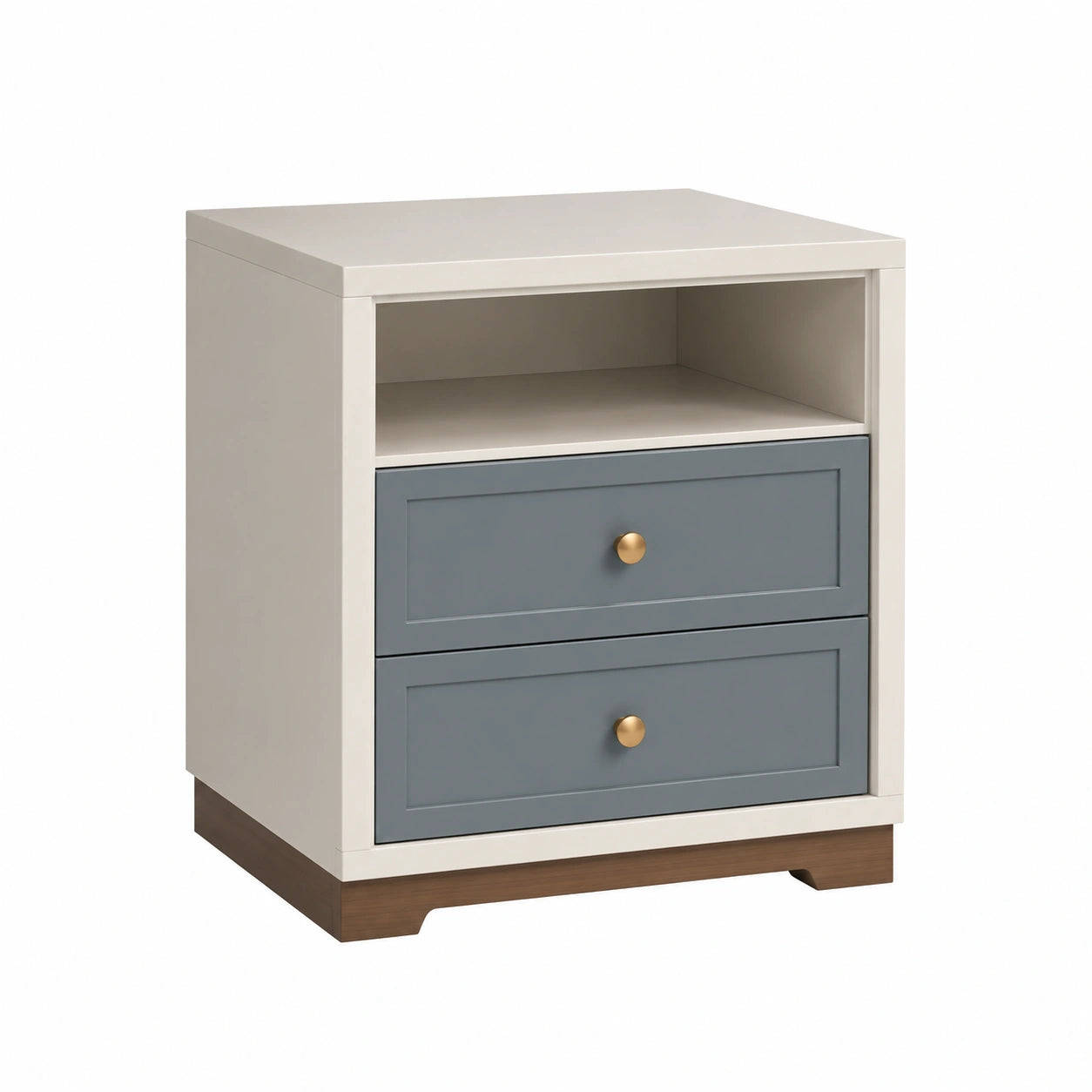 Nachttisch aus MDF mit zwei Schubladen Beige/Grau 50x40x60cm