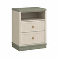 Nachttisch MDF Holz Beige/Grün mit Schubladen 60x45x35cm