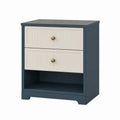 Nachttisch mit 2 Schubladen Blau/Weiß MDF