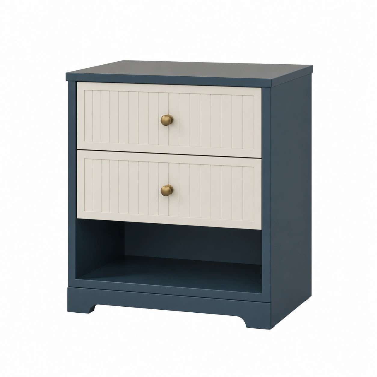Nachttisch mit 2 Schubladen Blau/Weiß MDF