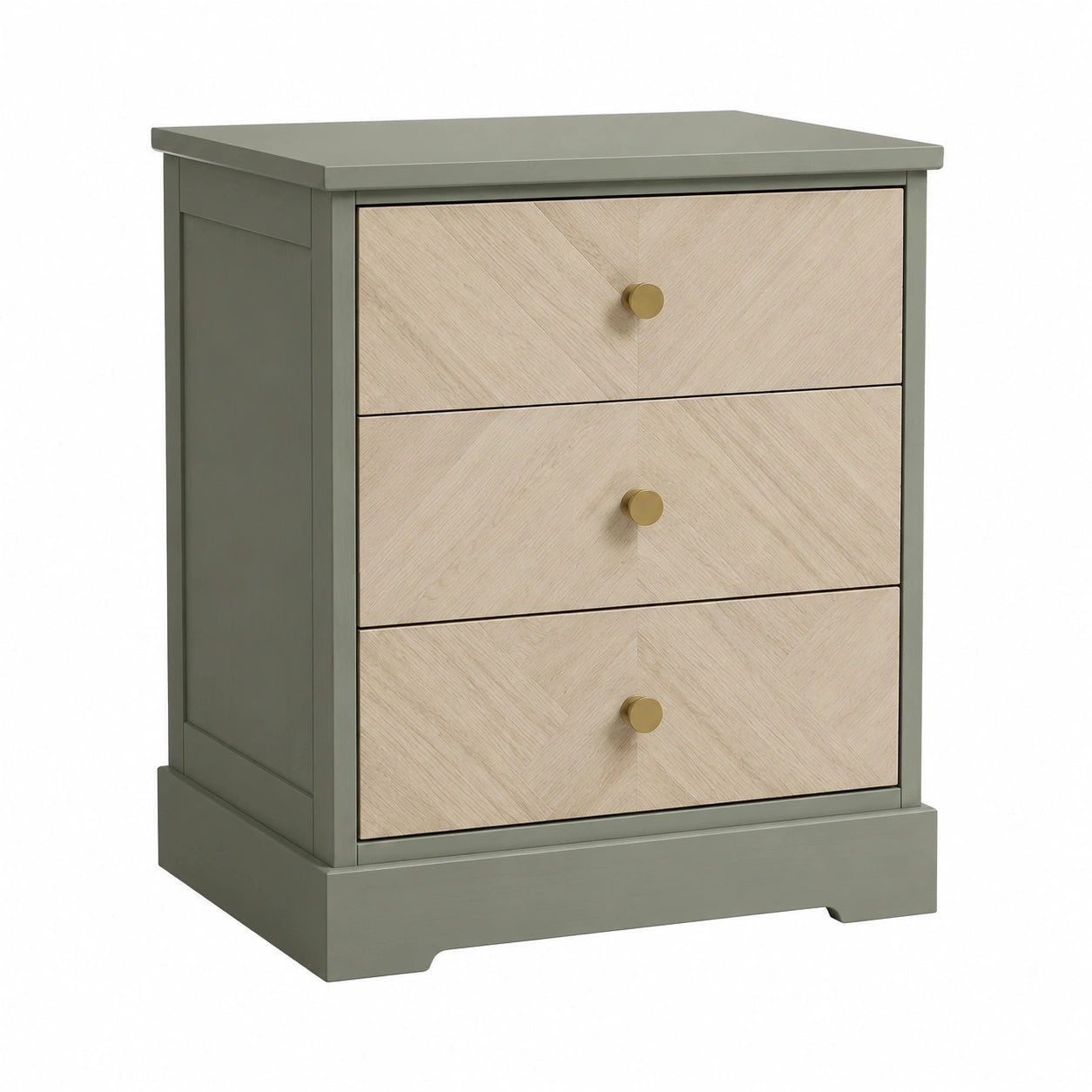 Kommode mit 3 Schubladen MDF Eiche-Optik Grün