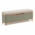 Holzbank mit Stauraum Leinen Beige Grün 120 cm
