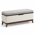 Sitzbank mit Stauraum MDF/Polyester Beige/Grau 100x40x45cm