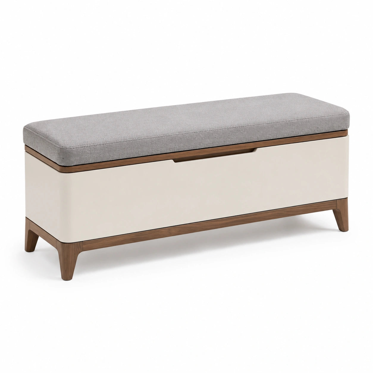 Polsterbank mit Stauraum Massivholz und MDF Beige/Grau 120cm