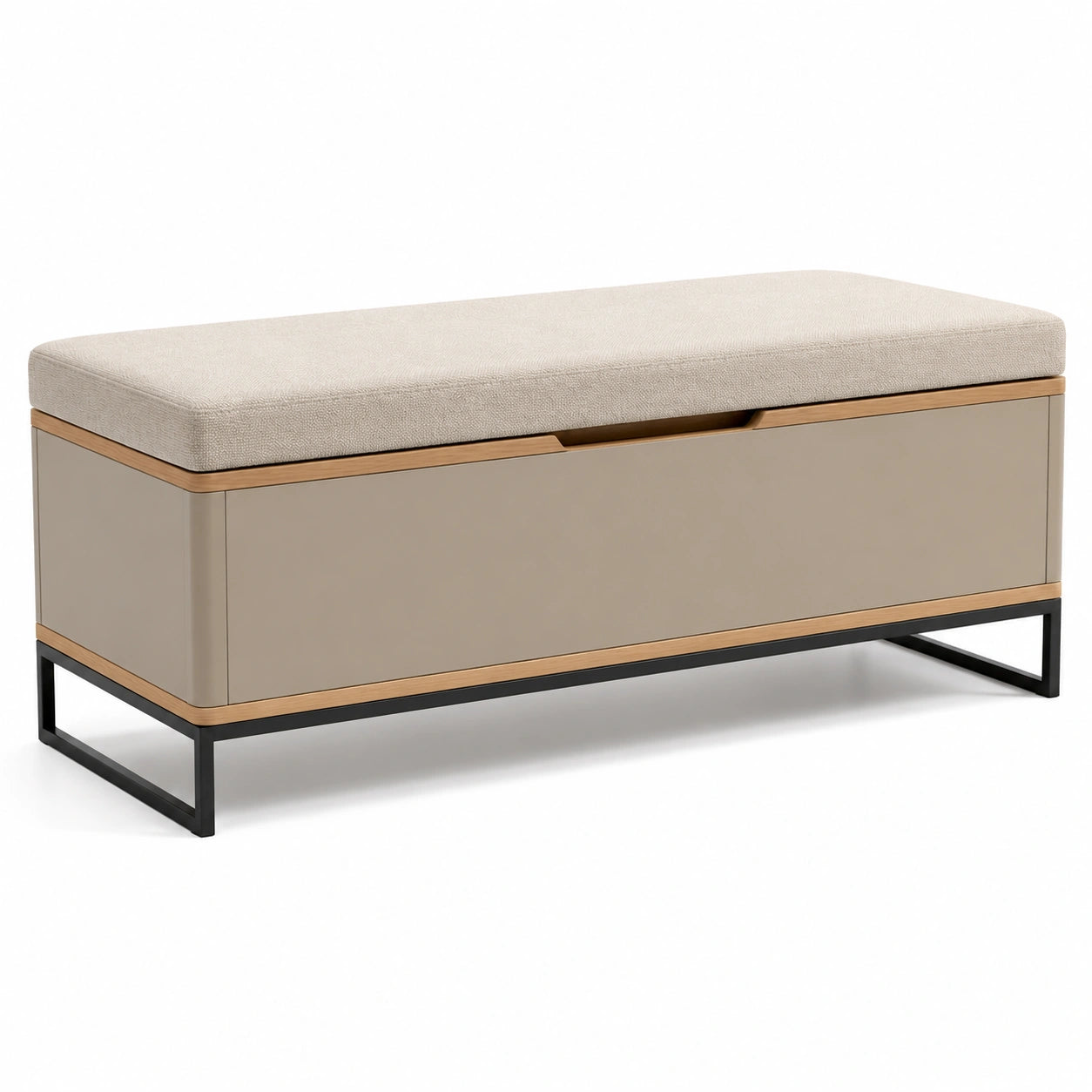Polsterbank mit Stauraum Leinen Beige 120x40x45 cm mit Stahlrahmen