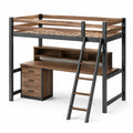 Hochbett mit Schreibtisch aus Kiefernholz und Metall 200x90x185cm