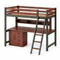 Hochbett aus Holz und Metall mit Schreibtisch und Regal 200x100cm