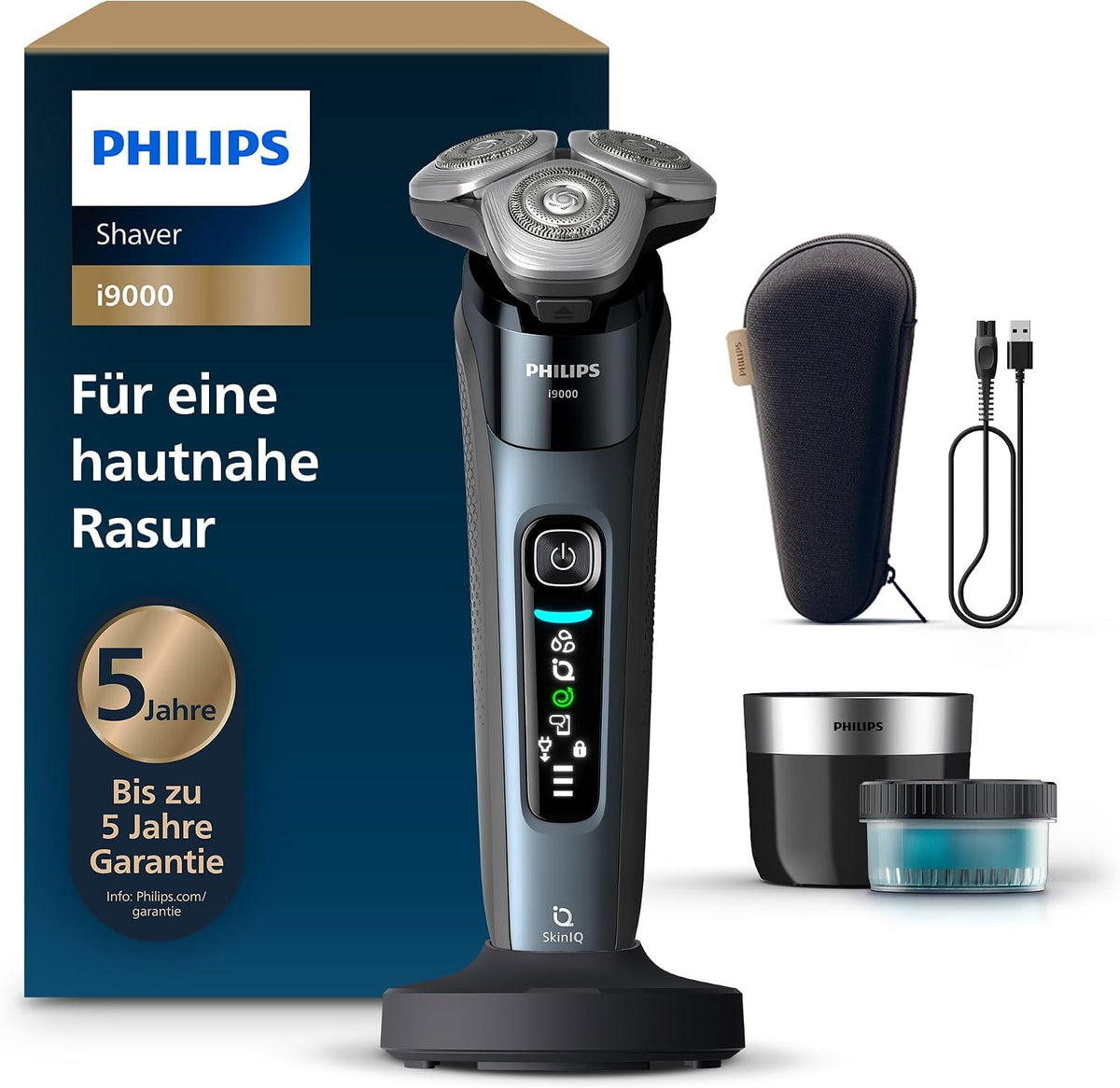 Philips X9001/30 Rotationsrasierer, 00 mm, Philips Rasierer i9000, Ladestation und Reiseetui (Modell X9001/30)