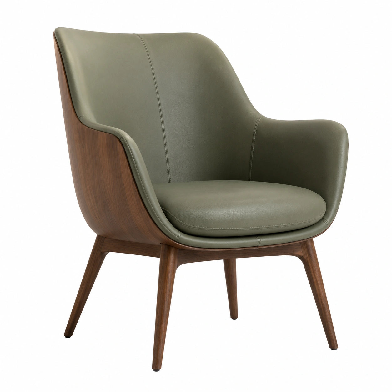 Sessel Olivgrün Kunstleder Massivholz