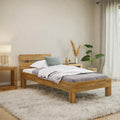 Bett, 90 × 200 cm, Massivholz, skølm, skølm Floki Massivholzbett Eiche 90x200 cm, Bett mit Bettkopf
