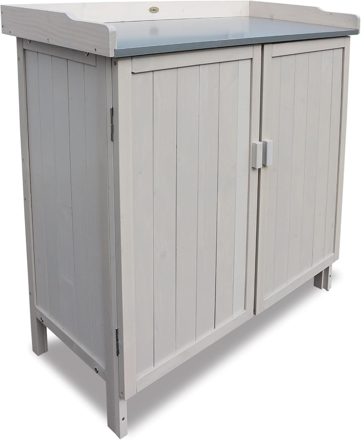 Schrank, 100 cm, Metall, für den Garten, HABAU, HABAU Gartenschrank Lino mit Arbeitsplatte aus Metall