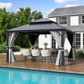 Gartenpavillon, 3.65 × 4.25 m, Aluminium, Stahl, Grau, für den Garten, für die Terrasse, UDPATIO