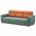 3-Sitzer Sofa Stoff Orange/Blau mit Holzrahmen