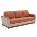 3-Sitzer Sofa Massivholz und Stoff Orange/Beige