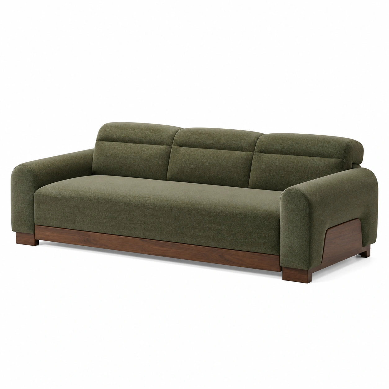 3-Sitzer Sofa aus Stoff und Holz in Grün