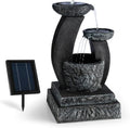Freistehende, 3 W, kabellos, Schwarz, für den Garten, blumfeldt, blumfeldt Fantaghiro Zierbrunnen mit Wasserspiel - Gartenbrunnen, 3 Ebenen