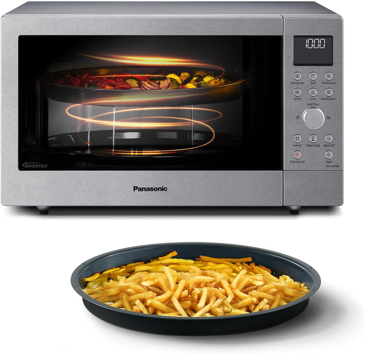 Mikrowelle NN-CD58RSEPG, 36 × 35 cm, 27L, Edelstahl, Panasonic