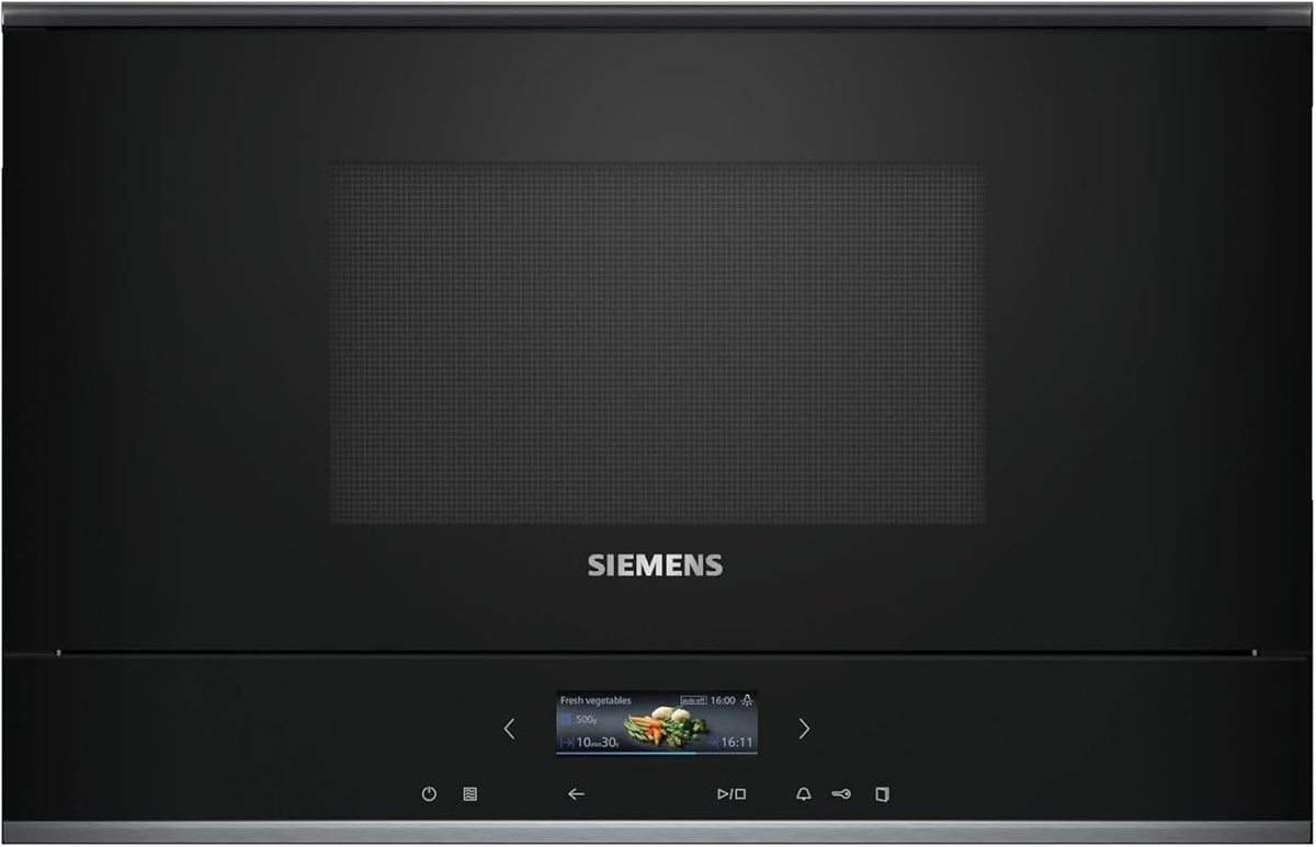 Siemens BF722R1B1 Mikrowelle, 59.4 × 38.2 cm, Edelstahl, Schwarz