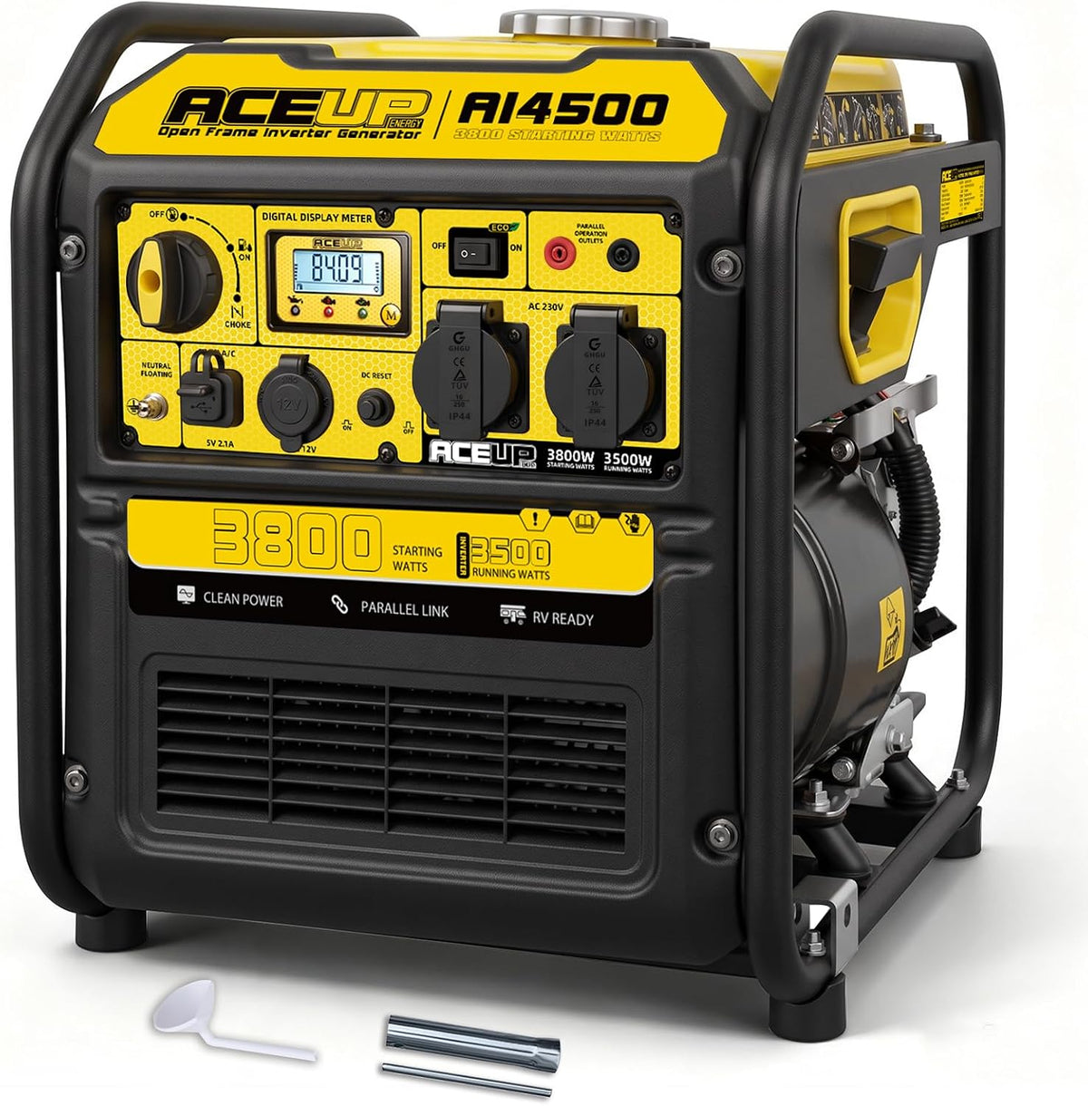 Generatoren, 50 × 41 × 48 cm, 3800W, 230V, 12V, Aceup Energy, Notstromaggregat mit Reinem Sinus, 4-Takt Generator für Camping