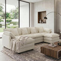 Sofa, 316 × 140 × 97 cm, Stoff, Beige, für das Wohnzimmer, Urhanherry, Modulares Sektionssofa 6-Sitzer mit 2 Ottomanen