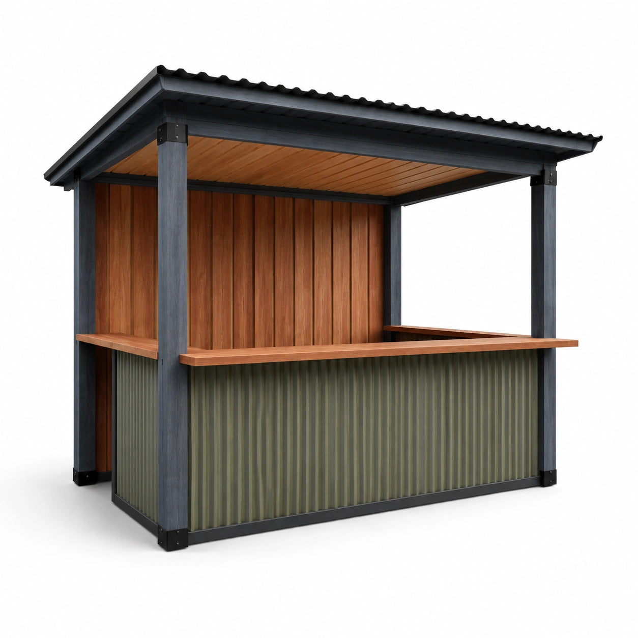 Gartenbar Kiefernholz Stahl Grau/Braun 200x100x240cm