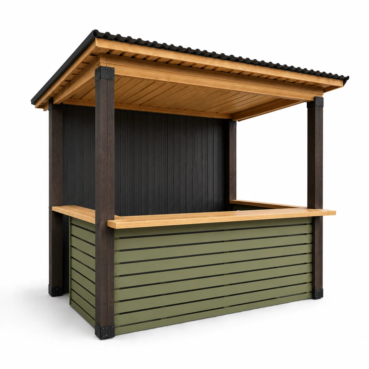 Holz-Gartenbar mit Braun/Grüner Lackierung