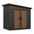 Gartenschuppen Metall-Holzoptik Doppelwandig Türen Anthrazit/Braun 210x130x180 cm