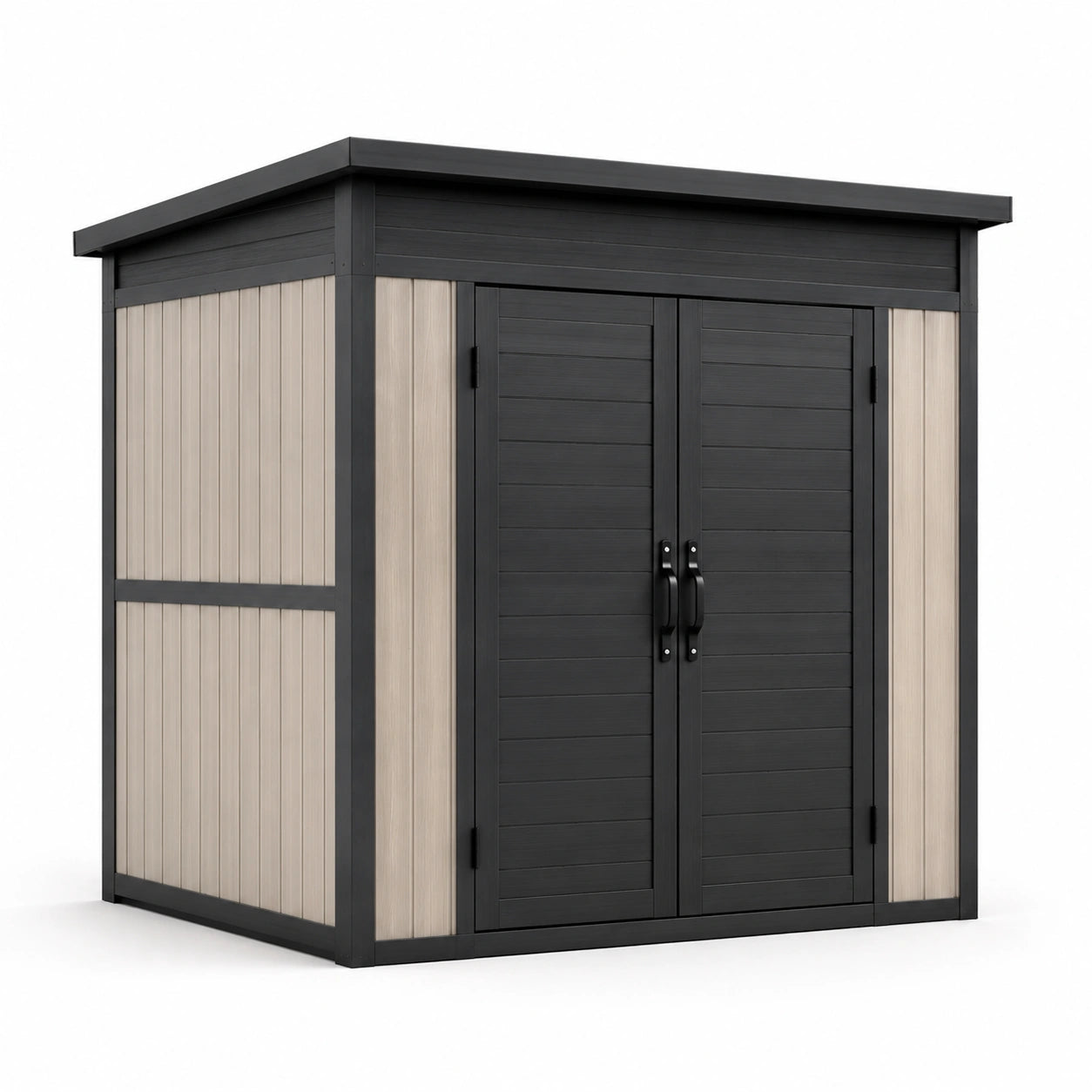 Gartenschuppen Kunststoff Schwarz/Beige 220x150x200 cm
