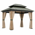 Pavillon mit Aluminiumdach Beige 3x3 m Holzoptik