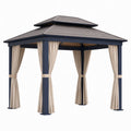 Gartenpavillon Aluminium Dunkelblau mit Polyester Vorhängen