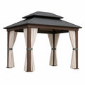 Gartenpavillon Aluminium mit Polycarbonatdach Dunkelgrau/Beige