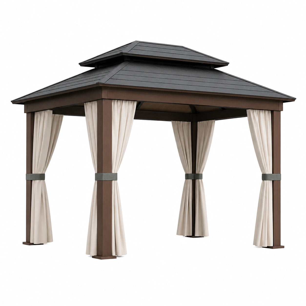 Gartenpavillon Aluminium mit Polycarbonatdach Dunkelgrau/Beige