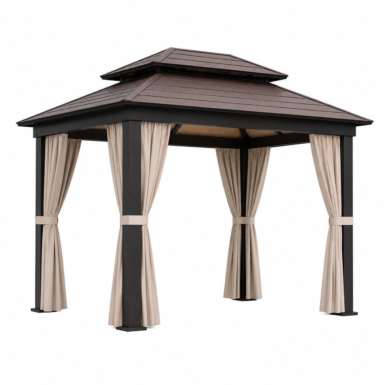 Aluminium-Pavillon mit Polycarbonat-Dach und Polyester-Vorhängen 300x300 cm
