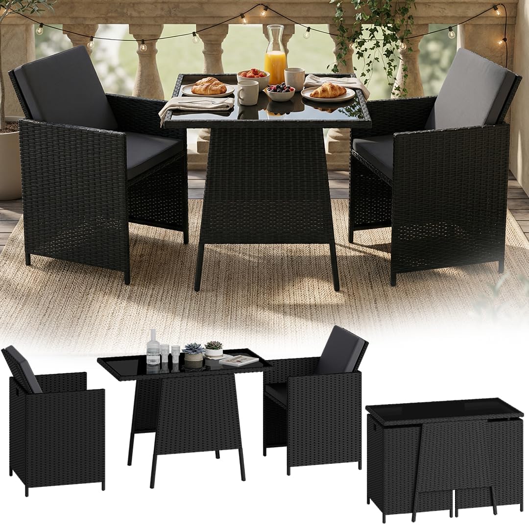 Unterhaltungssets, 60 × 110 × 74 cm, Schwarz, STEELSØN, STEELSØN Xenara Essgruppe 3-teilig, 2 Personen