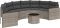 vidaXL Sofa, Grau, für den Garten, vidaXL Gartensofa mit Tisch und Kissen Halbrund Grau Poly Rattan